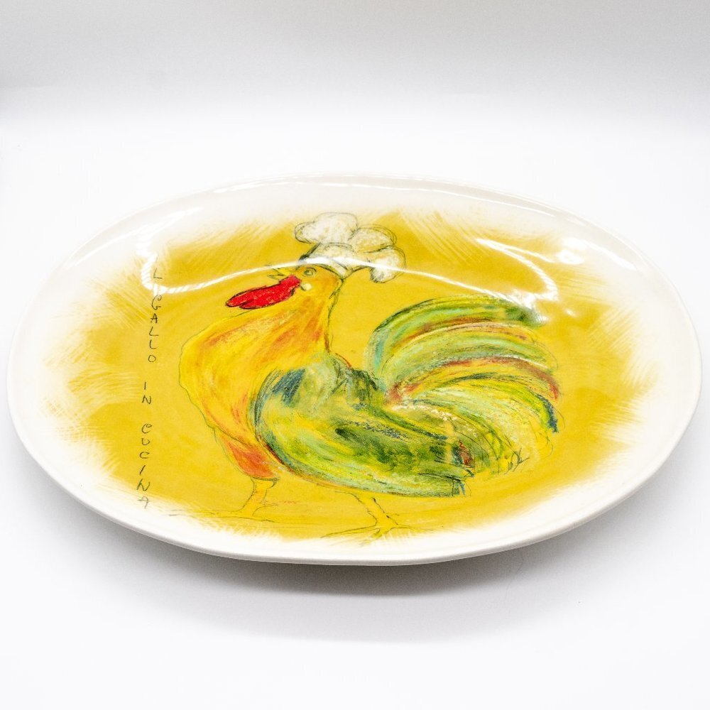 Italian Handmade Serving Platter 18 Inch The Rooster in the Kitchen